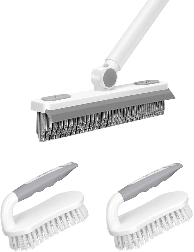 SetSail V-Shaped Grout Brush & Scrub Brush, V-Shaped Floor Scrub Brush Swivel Grout Brush Stiff Bristle Grout Scrubber for Bathroom, Kitchen, Wall, Deck, Garage, 2 Packs
