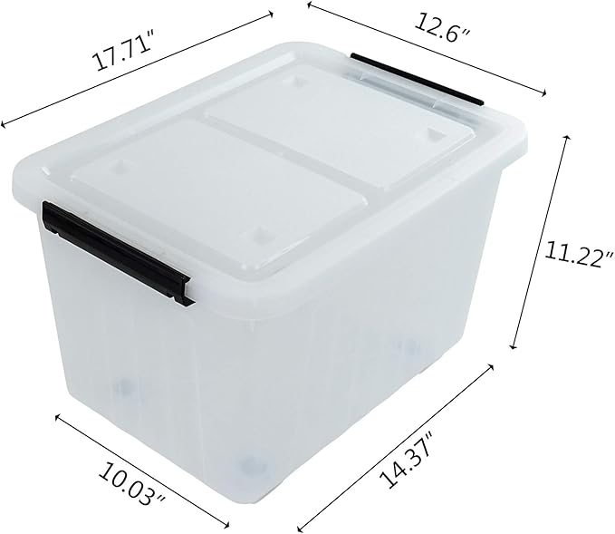30L Plastic Storage Bin, Stackable and Nestable Storage Boxes with Lids and Secure Latching Buckles, Large Storage Container (Clear)