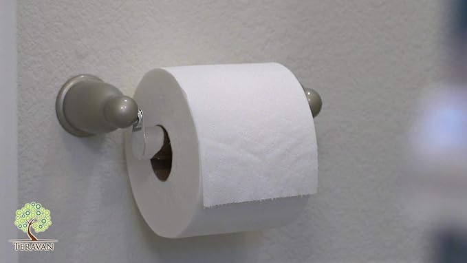 Teravan Standard Toilet Paper Holder Extender for Extra-Large Rolls – Perfect for Double, Triple Rolls in Regular or Ceramic Bathroom Wall Holders, Silver, Set of 2