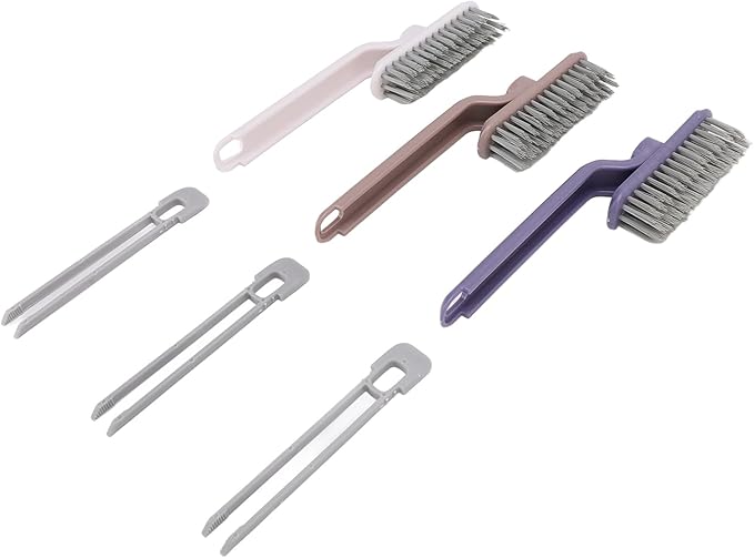 Grout Brush, 3pcs Deep Cleaning Cleaning Brush V Shaped with Clips for Shower Bathroom Kitchen Household