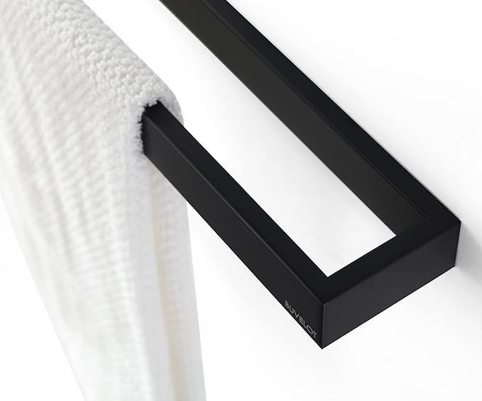 Black Towel Bar, Towel Shelf for Bathroom, Single Towel Holder 24 Inch Wall Mounted, Square Contemporary Bath Towel Rod, Matte Black, 073070-MB Ler Series