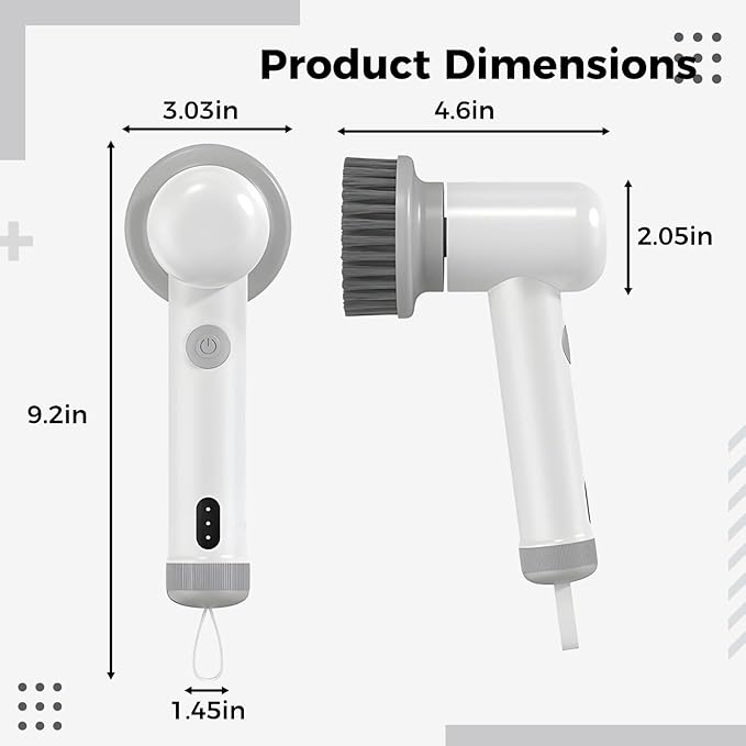 Electric Cleaning Brush With Multiple Heads, Dual-Speed Scrubber, Type-C Charging, Ipx6 Waterproof, Kitchen Bathroom