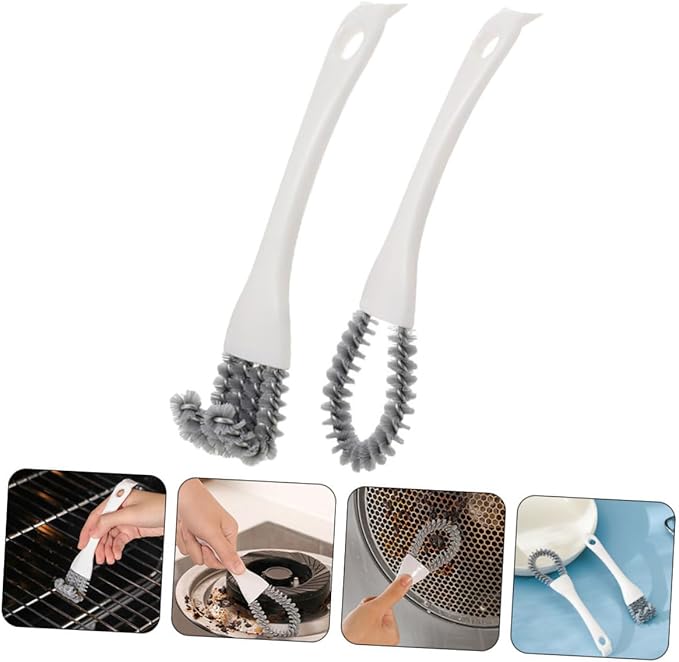 Heavy Duty Crevice Cleaning Brush 2pcs Set with U-Shaped and Angled Scrubbers for Kitchen Grout and Stove Mesh Cleaning, Multifunctional Handheld Scrub Brush for Tight Spaces