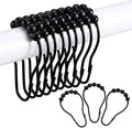 12-60pcs Rust Resistant Stainless Steel Rolling Shower Curtain Hooks/Rings/Hangers - Gold Shower Rod Hooks, Easy Sliding Shower Curtain Holders, Black Shower Curtain Rings (12, Black)