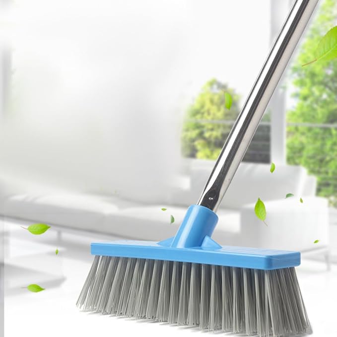 Long Handle Floor Scrubbing Brush with Stiff Bristles, Bathroom Tile Grout Cleaning Brush for Indoor and Outdoor Use, Heavy Duty Shower and Patio Scrubber