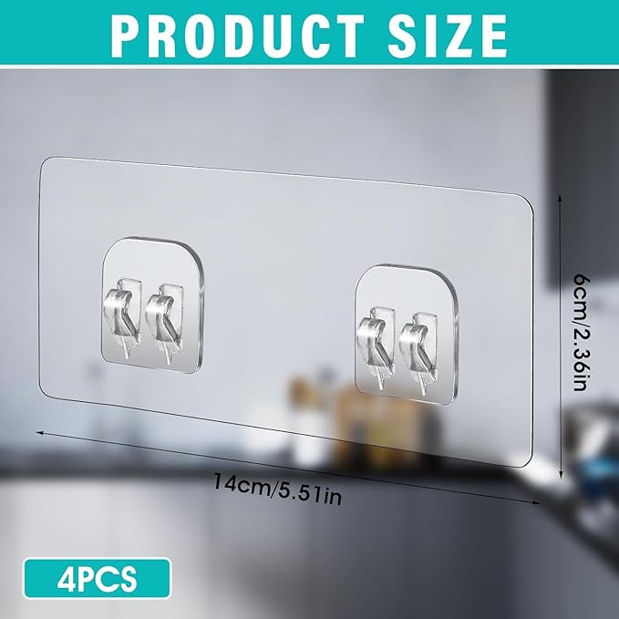 4 PACK Shower Caddy Adhesive Replacement, Shower Shelf Adhesive No Drilling, Adhesive Shower Hooks Strong Adhesive, Adhesive Hooks for Shower Caddy, Soap Holder, and Kitchen Racks (2.36x5.51 inch)