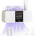 Toothbrush Cleaner & Toothbrush Holders Wall Mounted Cleaning and Air Drying LED Smart Screen and Timer Function Rechargeable Cordless Tooth Brushing Holder for Bathrooms(White)