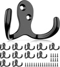 12-Pack Heavy Duty Double Prong Coat Hooks, Metal Wall Mounted Robe & Mug Hooks with 24 Screws for Kitchen, Pantry, Bedroom, Bathroom