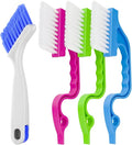 4pcs Bathroom Gap Cleaning Brush, Small Crevice Cleaning Brushes, Hand-Held Groove Gap Cleaning Tools, for Bathroom Kitchen Tiles Window Slots (Silvery White)