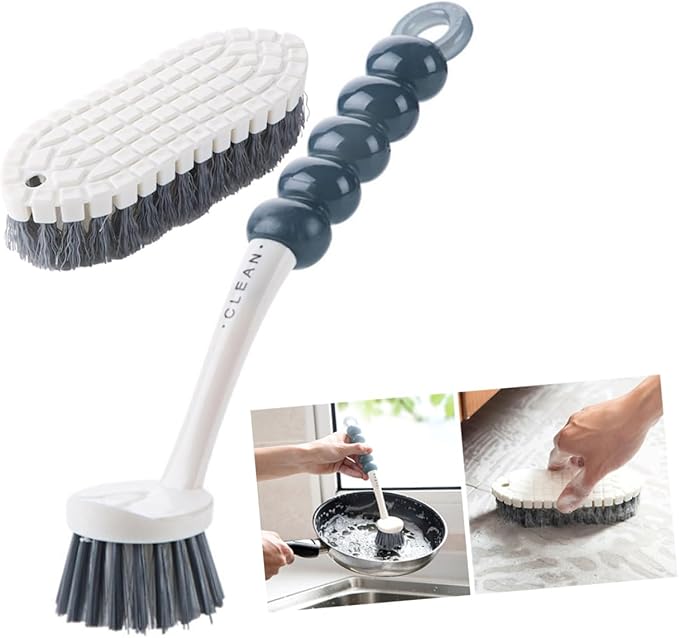 2pcs Kitchen Cleaning Brushes Long Handle Rhombus Brush for Grout Sink Dishes Made of Soft Material Easy to Use