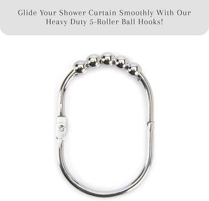 2 Lb. Depot Shower Curtain Ring - Set of 12 Easy Glide Rollers with Polished Chrome Finish - Stainless Steel Shower Hooks for Straight and Curved Rods - Decorative and Durable for Any Bathroom
