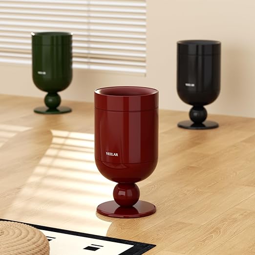 Bathroom Metal Trash Can, 4 Gallon (15 L) Garbage Can Lid-Free, Trash Bin for Bedroom, Office, Living Room (Burgundy, Top Open)