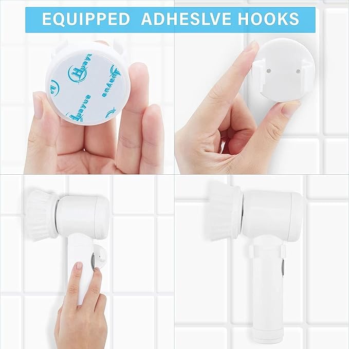 Multi-Functional Electric Cleaning Brush 5 in 1 Magic Power Scrubber Household Cleaning Tools Spin Scrubber with Buffer Polisher, for Bathroom, Shower, Tub, Kitchen Floor, Standard