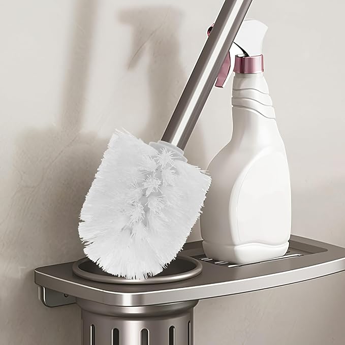 Alipis Toilet Brush Replacement Heads 2pcs White Plastic Scrub Brush Heads 80x100mm Replaceable for Bathroom Cleaning