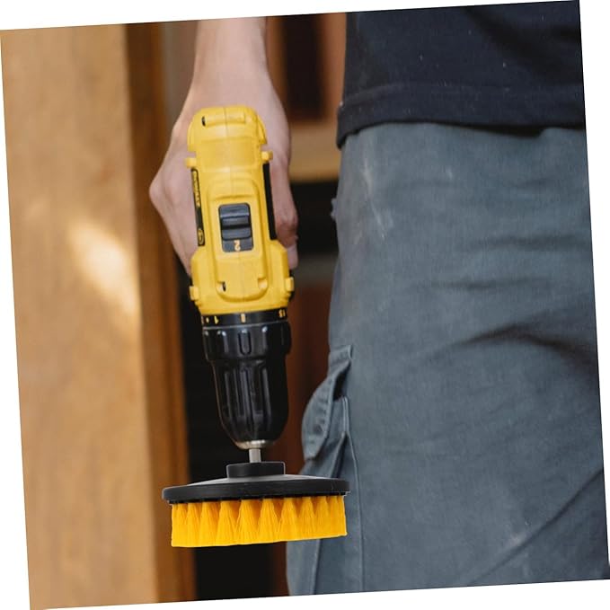 Electric Drill Brush Set 5-Inch Round Floor Cleaning Brush Heads Replacement for Kitchen Bathroom Grout Tile Portable Power Scrubber Attachment Tool for Home Cleaning