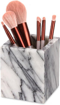 Natural Marble Toothbrush Holder for Bathroom Countertop (8.5x8.5x10cm) - Multifunctional Organizer for Makeup Brushes, Vanity Accessories & Utensils Sink (1, Lilac)