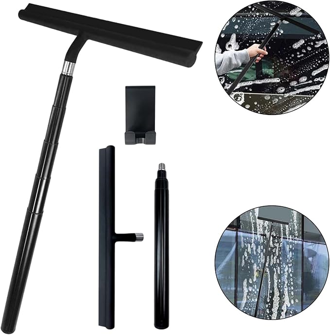 Expandable Bathroom Window Steel Long Handle Shower Scraper with Nonslip Hook Multipurpose Surfaces Maintenance
