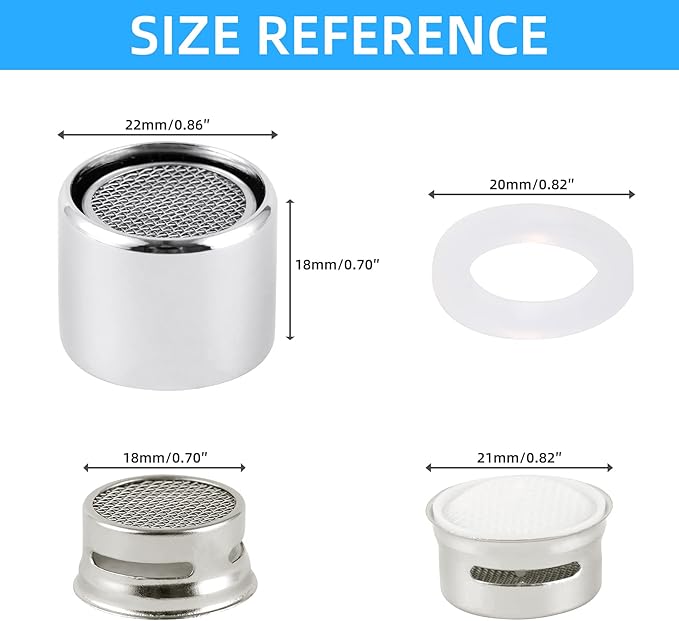 iFealClear 4 PCS Faucet Aerator, Kitchen Sink Faucet Aerator Adapter with Solid Brass Shell, 55/64 inch Female Thread Water Conserve Filter with Gasket for Kitchen and Bathroom, Chrome
