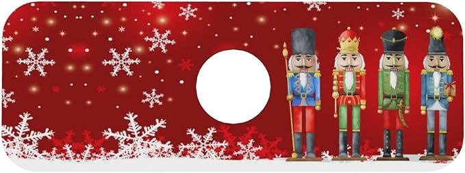 Christmas Snowflake Nutcracker Red 15" X 5.5" Kitchen Sink Splash Guard Faucet Faucet Guard Draining Mat Sink Splash Guard Faucet Kitchen Bathroom