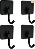 Adhesive Hooks for Hanging - 4 PCs, Towels Hooks for Bathroom, Sticky Hooks for Walls No Damage, Adhesive Hook for Outside, Kitchen, Bathroom, Office (Hook 4)