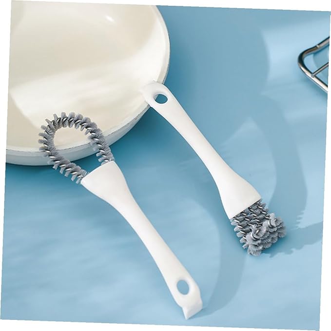 TEHAUX Multi-Functional Kitchen Cleaning Brush Set 2pcs U-Shaped and Angled Crevice Scrub Brushes Heavy Duty Handheld Scrubbers for Stove, Grill, Window Track, and Bathroom Tight Spaces