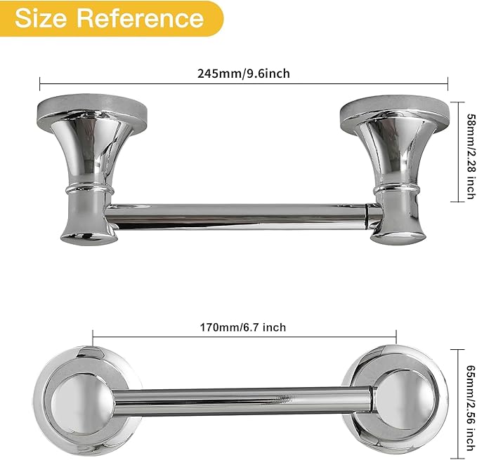 BESy Wall Mounted Toilet Paper Roll Holder Rustproof Tissue Paper Holder Bathroom Flexible Pivoting Tissue Handle Toilet Holder, Polished Chrome, Stainless Steel
