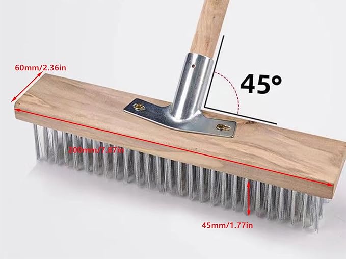 Wire Floor Brush Replacement Head Long Stiff Hair Stainless Steel Wire Brush Heavy Duty Outdoor Broom Head Deck Brush For Kitchen Bathroom Concrete Floor Patio Pavement Moss Tile Scrubbing Brush