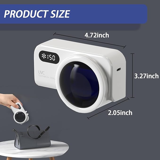 Toothbrush Holders for Bathrooms,Smart Clean and 30 Minute Air Dry, LED Smart Screen, Stylish Bathroom Accessories Wall Mounted Toothbrush Holder, Travel Toothbrush Holder (White)