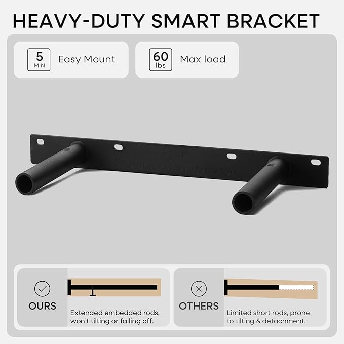 Homeforia Black Floating Shelf 18 inch, High End Solid Real Wood 18inch Bathroom Floating Shelves for Wall Mounted, Black Wooden 18in Floating Shelves, Heavy Duty Bracket, 18 X 6.5 X 1.75 in, Set of 3