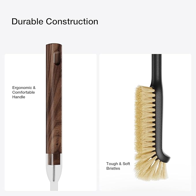 Cleaning Brush, Diveotree Hard Bristle Brush for Deep Cleaning Grout, Sink, Cup, Teapot, Bottle, Blender, Multi-Purpose Brush wih Long Handle for Kitchen (Black-2Pack)