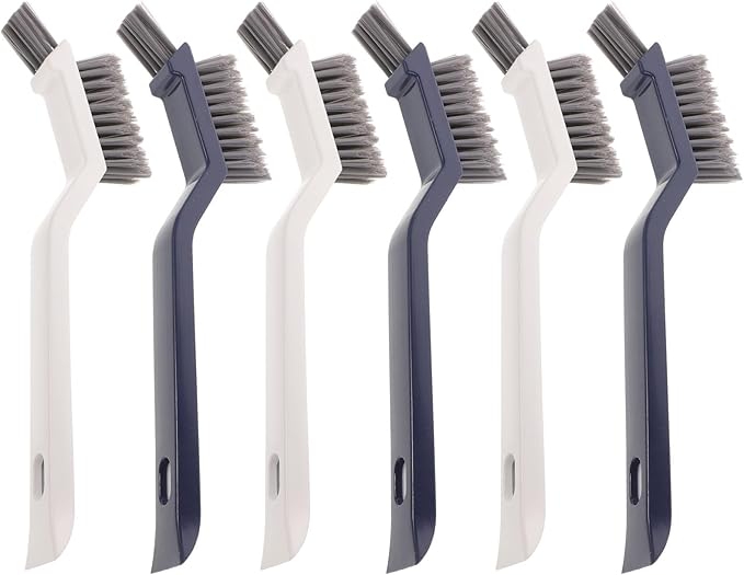 6pcs Bathroom Floor Cleaning Brush Set with Stiff Bristles, V-Shaped Groove Scrub Brushes for Small Space and Shower Cleaning, Household Multi-use Hard Bristle Scrubber