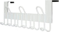 SKOLOO Over The Door Hooks - for Doors up to 1-3/4'' Thickness, Pack of 2, Metal Door Hanger with 9 Hooks, Over The Door Hanger for Coats, Hats, Towels, White