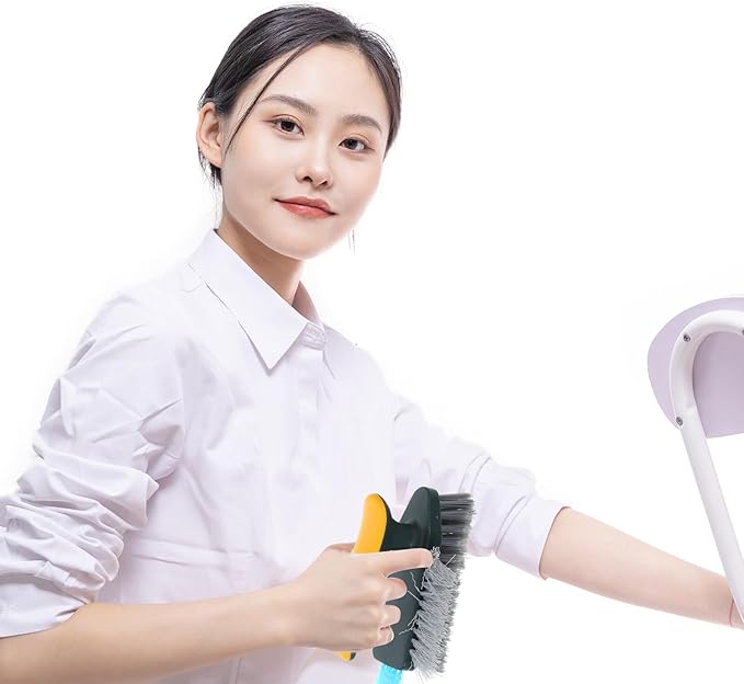 Multi-Purpose Bathroom Cleaning Brush with Long Handle Soft Bristles for Grooves Corners and Crevices Window Track and Shower Grout Scrubber for Home and Restaurant Use