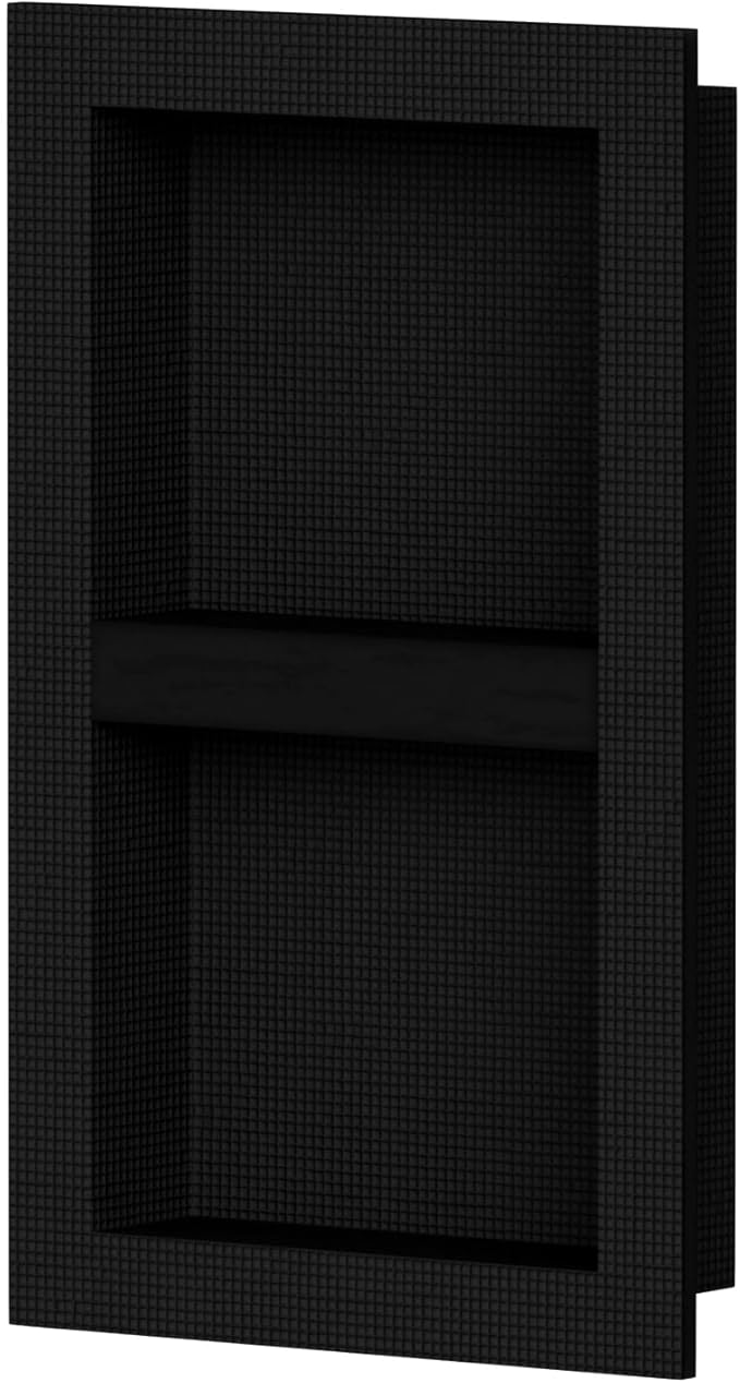 Homevacious 16" x 26" XPS Shower Niche Ready for Tile Double Waterproof Shelf Bathroom Wall Niche Insert Tile Ready Black Recessed Shower Boxes with Removable Shelf for Bathroom Storage