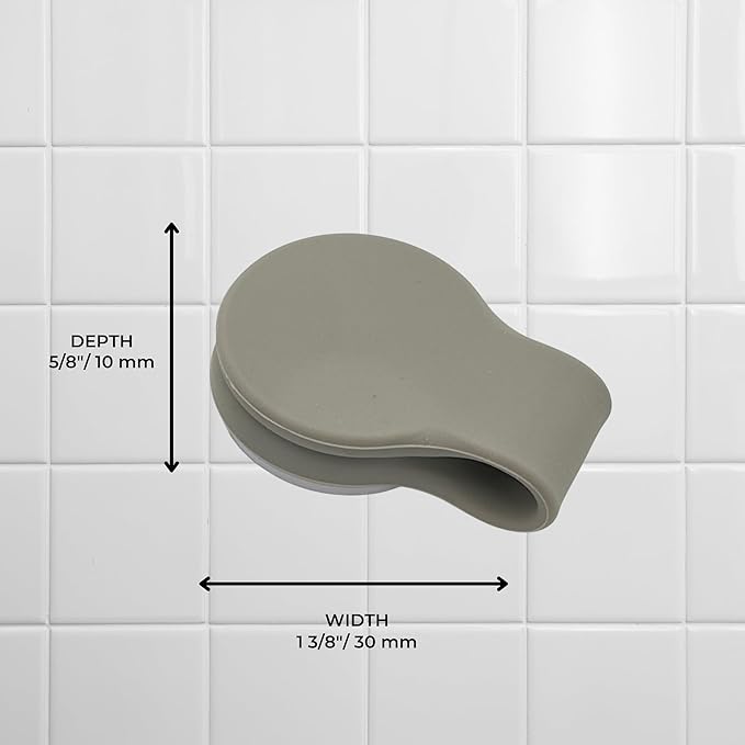 4 Pack Self Adhesive Shower Curtain Clips – Wall Mounted Clips Keep Curtain Closed and Contain Water Inside Shower – Easy Install Bathroom Splash Guards – Shower Accessories (Light Grey)