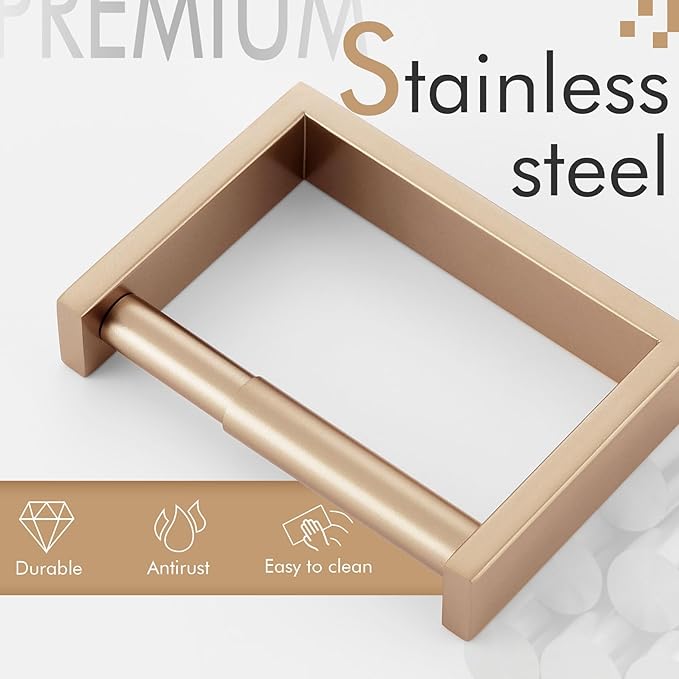 KOKOSIRI Toilet Paper Holder Spring Loaded Bathroom Toilet Roll Holder Wall Mount Champagne Bronze Stainless Steel B2011CPG