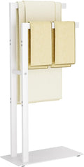 Yawinhe Free Standing Towel Rack, 2 Tier Blanket Holder with Marble Base, Metal Hand Towel Holder for Bathrooms, Drying and Display Rack with Shelf,15.7×7.87×31.49 inch,White, SMJ003W