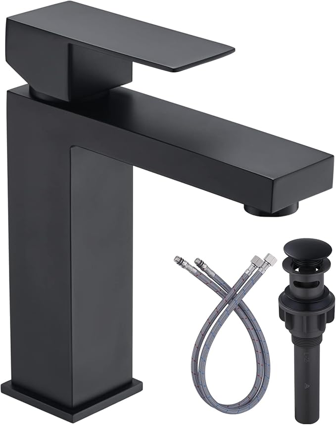 Black Bathroom Faucet ARCORA Matte Black Faucet for Bathroom Sink Modern Single Hole Bathroom Faucet with cUPC Supply Lines and Pop Up Drain