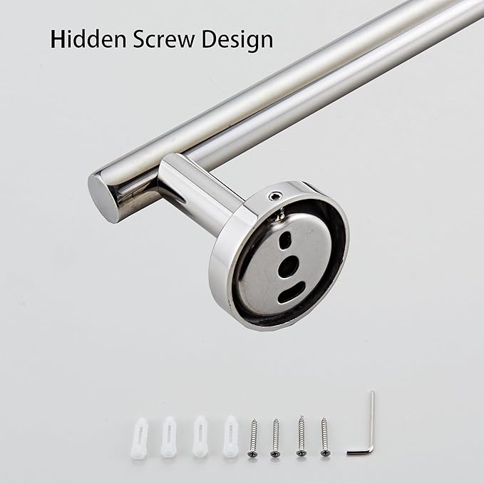 Bathroom Towel Bar, 18-Inch Towel Rack for Bathroom Wall Mounted, Chrome Thicken SUS304 Stainless Steel Towel Rod Modern Home Decor(Total Length 20-Inch)