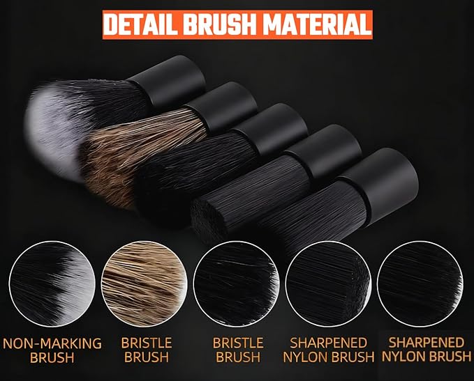 9Pcs Car Drill Brush Set, 5Pcs Attachment Heads for Cleaning Air Vent Automotive Interior or Exterior, Used on Electric Drill, Electric Driverrs. Additional Free: A Towel & A TPR Rubber-Coated Handle