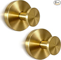 Gold Suction Cup Hooks for Shower & Bathroom - No Drill Adhesive Hooks for Towels on Glass Door, Mirror, Tile Wall - Decorative Brushed Gold Hooks for Wreaths - Heavy Duty Waterproof (2 Pack)