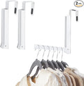 2 Pack Over The Door Hooks Hanger for Clothes, Foldable Over The Door Drying Rack for Laundry, Overdoor Hanger Hook with 6 Groves for Towel, Coat, White