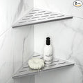 10'' Corner Shower Shelf 2PCS, 304 Stainless Steel Grout in Shelves for Tiled Wall, Recessed Bathroom Shelves, No Drilling Needed (10'', Silver)