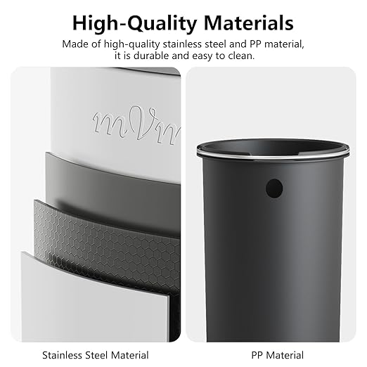 mVm 8 Gal Trash Can, Tall White Kitchen Trash Can with Soft-Closed Lid for Home Room Office(White)