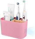 Toothbrush Holders for Bathrooms, Electric Tooth Brush Holder with Bamboo Dividers Kids Toothbrush and Toothpaste Organizer for Bathroom Countertop Accessories Storage, 4 Slots, Pink