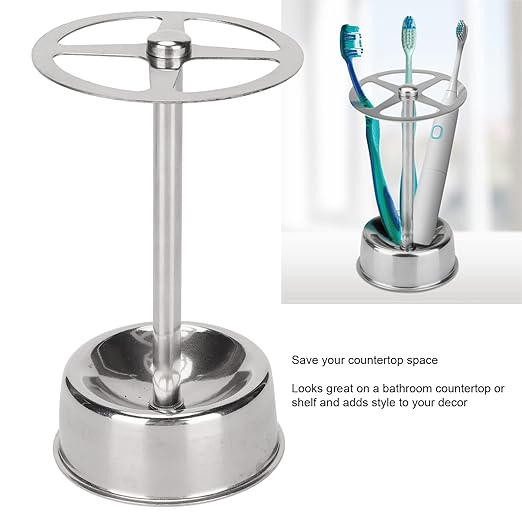 Toothbrush Holders for Bathroom, 4 Slots Stainless Steel Toothbrush Organizer with Base, Countertop Toothbrush Holders for Family Home