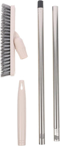 Long Handle Floor Scrub Brush with Rotatable Stiff Bristles for Tile Grout and Bathroom Cleaning, Beige Hard Bristle Crevice Brush for Walls, Floors, and Shower Scrubbing
