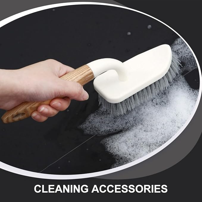 Hard Bristle Toilet Cleaning Brush with Wood Handle Bathroom Scrub Brush for Floor Tile and Grout Cleaning for Toilet and Bathtub Use