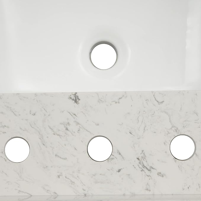 MSI Carrara Sky Vanity Top with Under Mount Rectangle Ceramic Sinks, Engineered Marble Stone, 4" CC Faucet Holes, 49"X22"