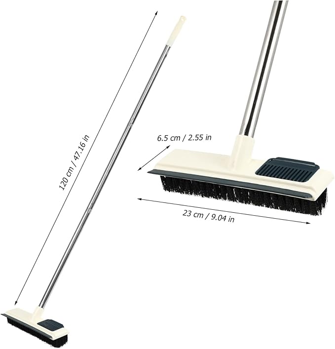 Long Handle Floor Scrubber Brush for Bathroom Cleaning Sturdy Scrub Brush with Strong Bristles for Grout and Corners Efficient Home Cleaning Tool White